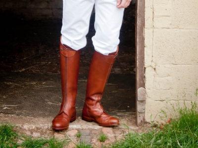 Mens brown leather polo boots Clearance