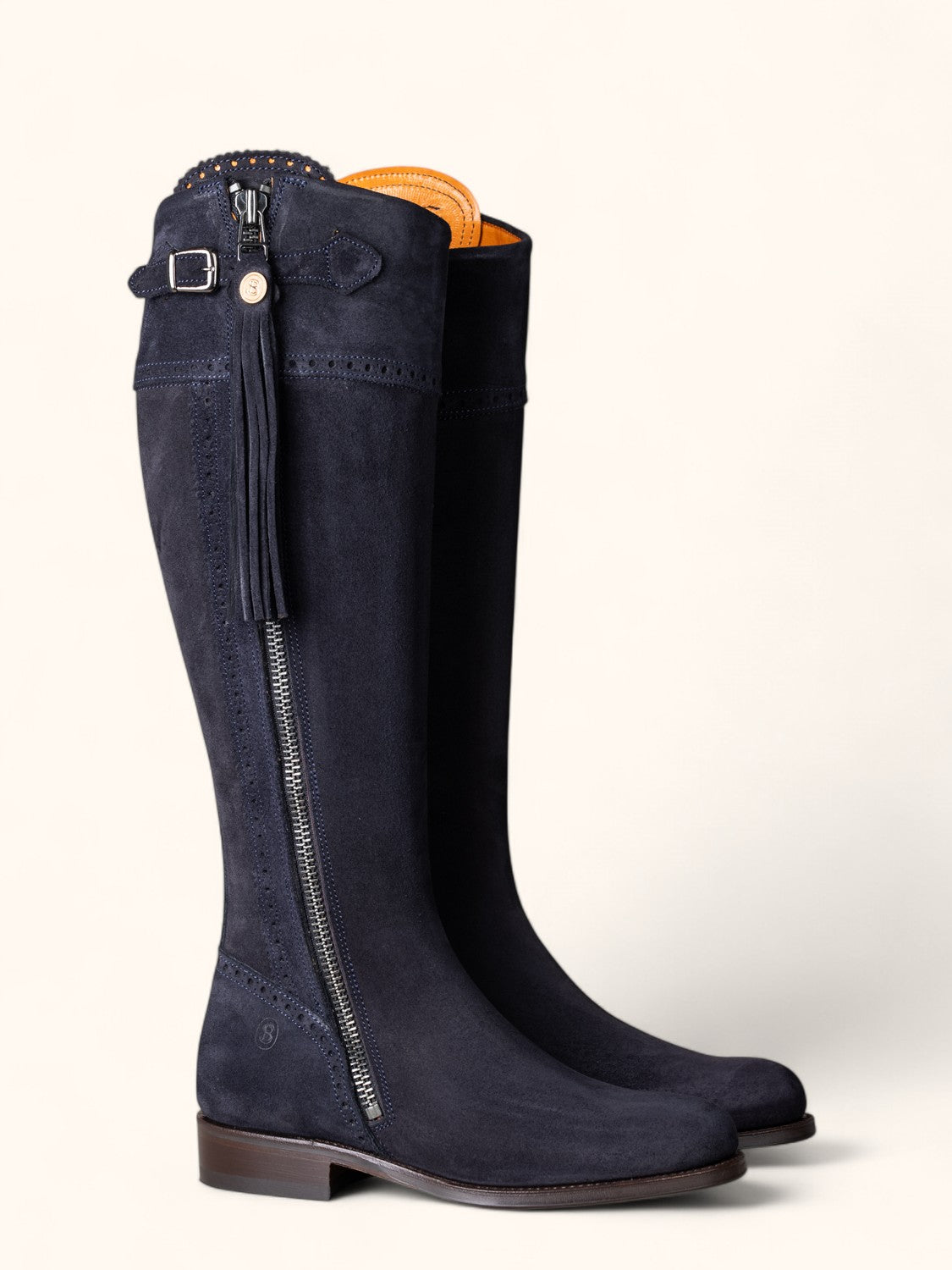 Tall Navy Suede Boots The Spanish Boot Company