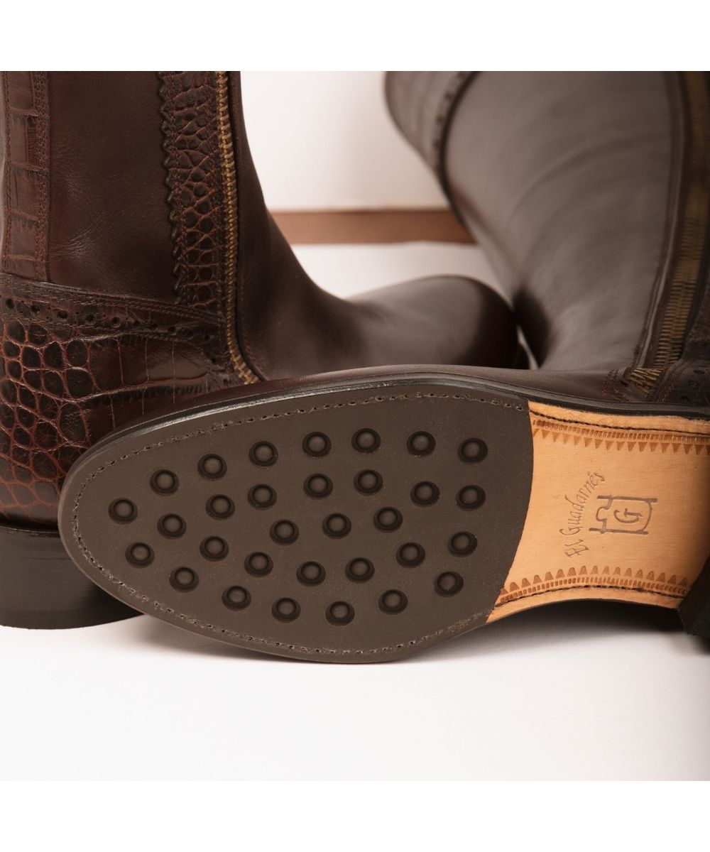 spanish boot company spanish riding boots mock croc chocolate brown