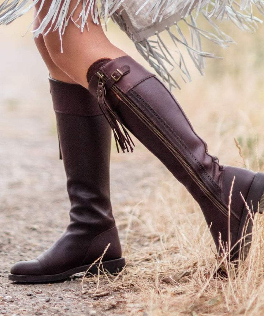 The Spanish Boot Company Leather boots Spanish Riding Boots tall: Brown (flat sole)