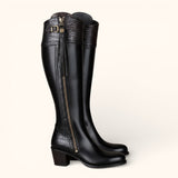 Tall Spanish Boots Heeled - Mock Croc Black