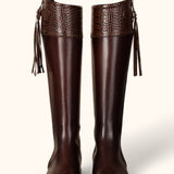 Tall Mock Croc Leather - Brown
