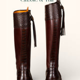 Tall Mock Croc Leather - Brown