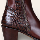 Tall Spanish Boots Heeled - Mock Croc Brown