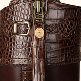 Tall Spanish Boots Heeled - Mock Croc Brown