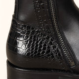 Tall Mock Croc Leather - Black