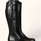 Tall Mock Croc Leather - Black