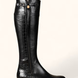 Tall Mock Croc Leather - Black