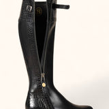 Tall Mock Croc Leather - Black