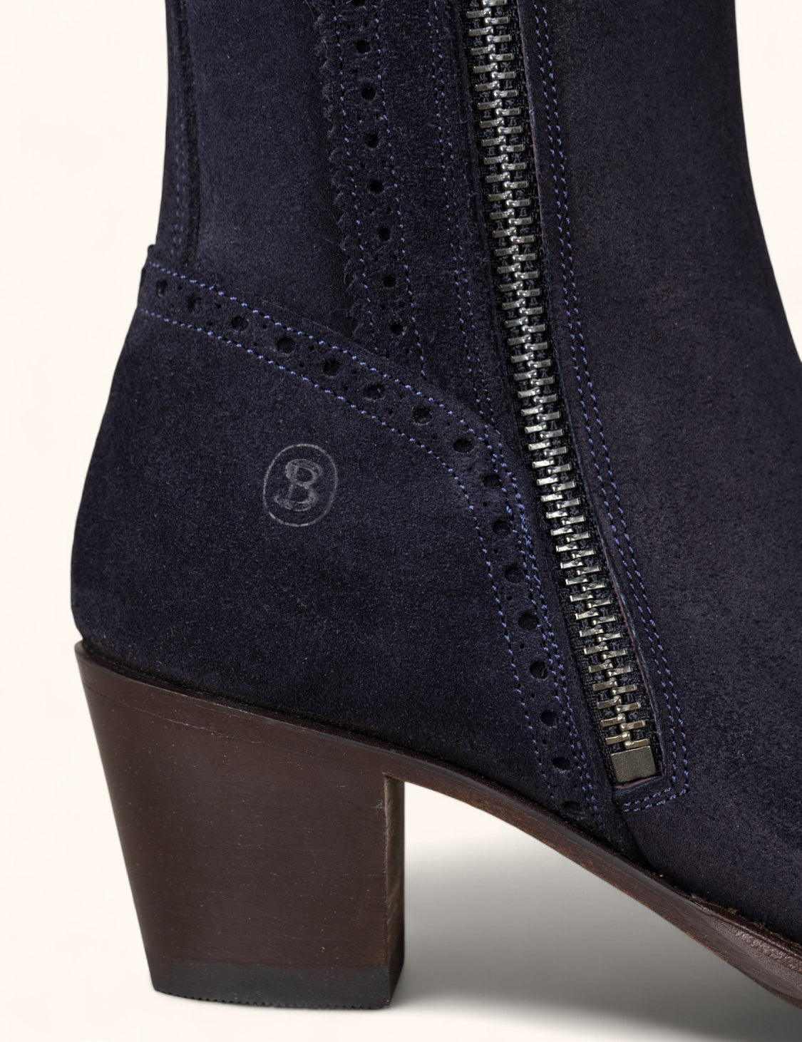 Tall Spanish Boots Heeled - Navy Suede