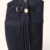 Tall Spanish Boots Heeled - Navy Suede