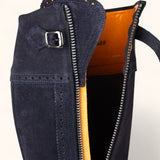 Tall Spanish Boots Heeled - Navy Suede