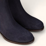 Tall Spanish Boots Heeled - Navy Suede