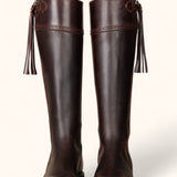 Tall Spanish Leather Boots - Tread Sole - Rustic Brown
