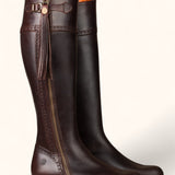 Tall Spanish Leather Boots - Tread Sole - Rustic Brown