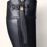 Tall Spanish Boots - Navy Leather
