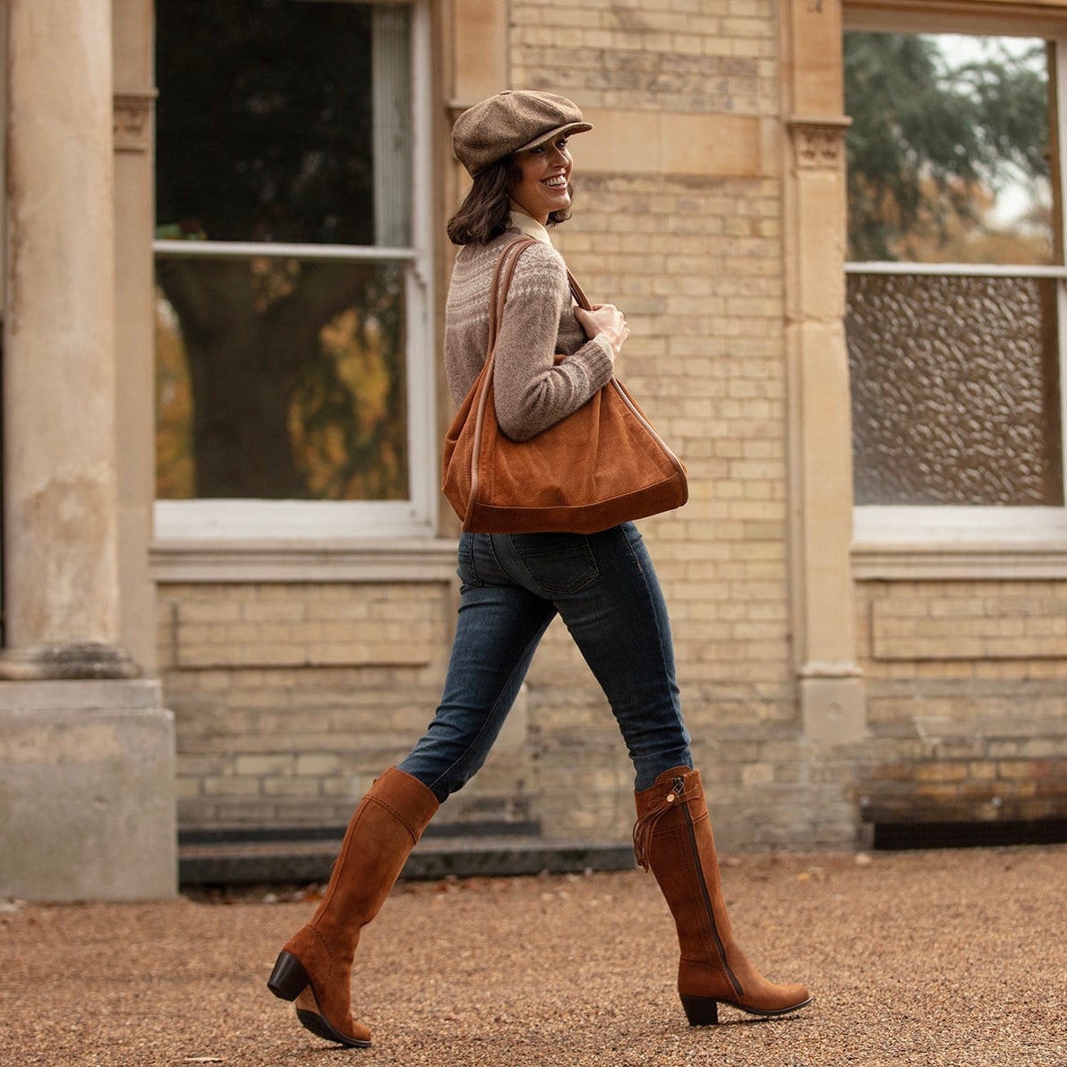 Tall Spanish Boots Heeled - Camel Suede
