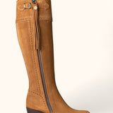 Tall Spanish Boots Heeled - Camel Suede