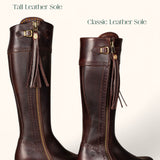 Tall Spanish Leather Boots - Rustic Brown