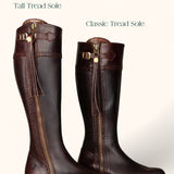 Tall Spanish Leather Boots - Tread Sole - Rustic Brown