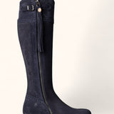 Tall Spanish Boots - Navy Suede