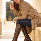 Tall Mock Croc Leather - Brown