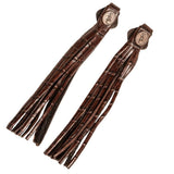 brown leather mock croc boot tassels
